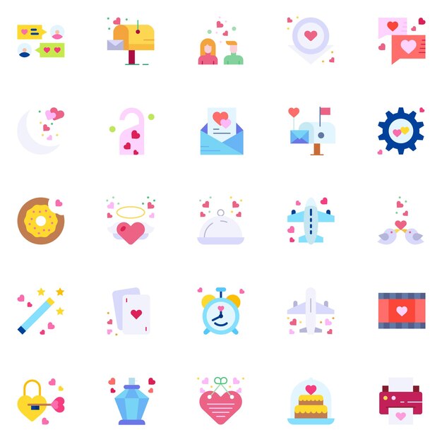 Wedding celebration icons collection UI icon set