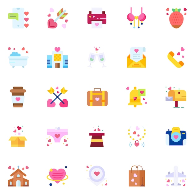 Wedding celebration icons collection UI icon set