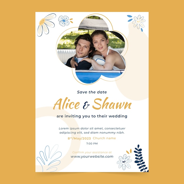 Vector wedding ceremony vertical poster template