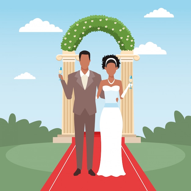 Vector wedding couple cartoon