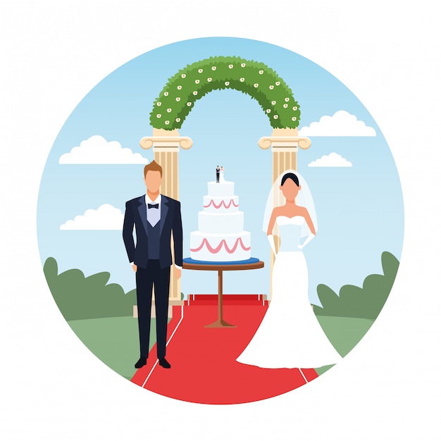 Vector wedding couple cartoon