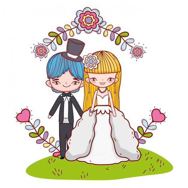 Vector wedding couple cartoons