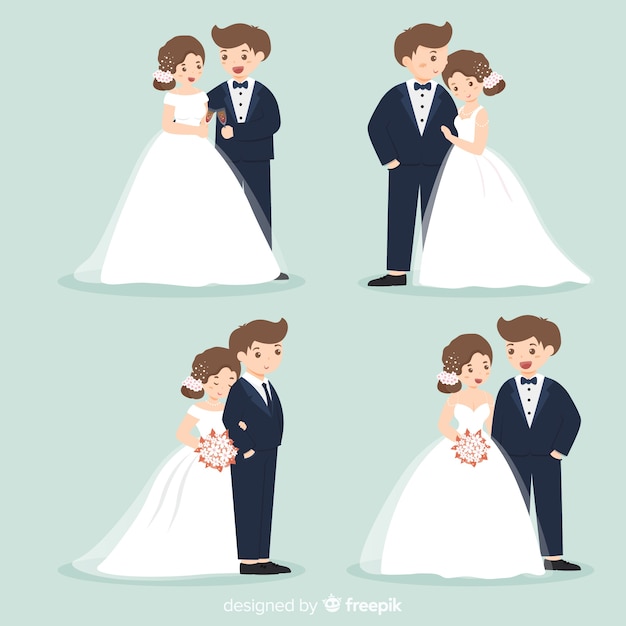 Vector wedding couple character collection