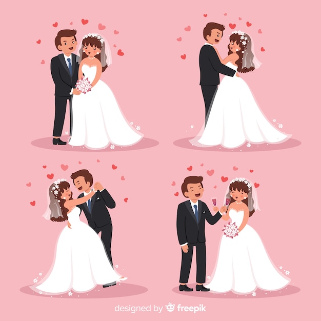 結婚式のカップルのキャラクターコレクション