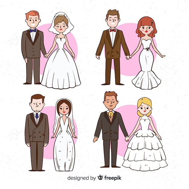 Vector wedding couple collection