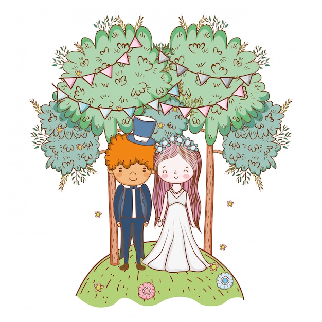 Wedding couple cute cartoon