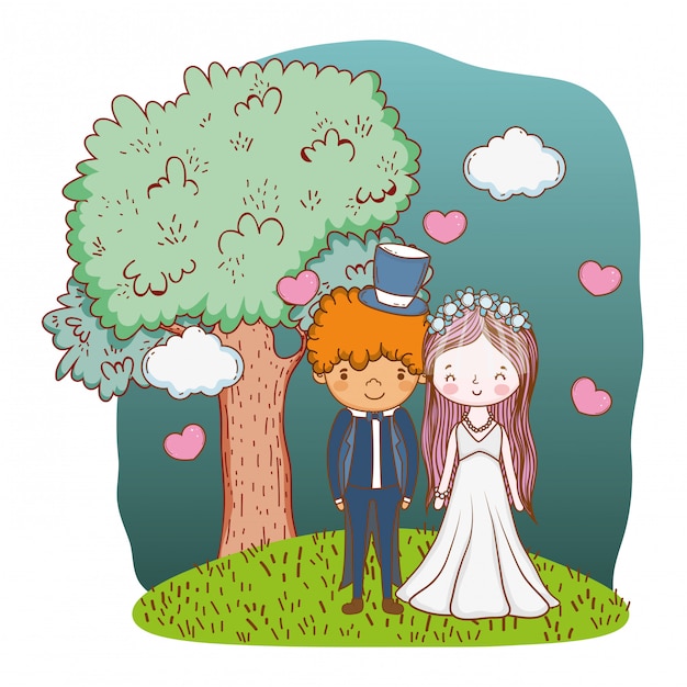 Wedding couple cute cartoon