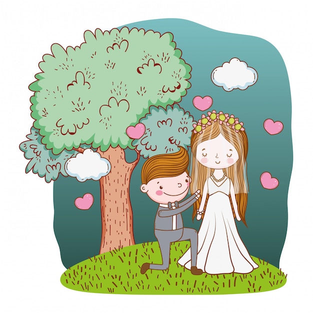 Wedding couple cute cartoon