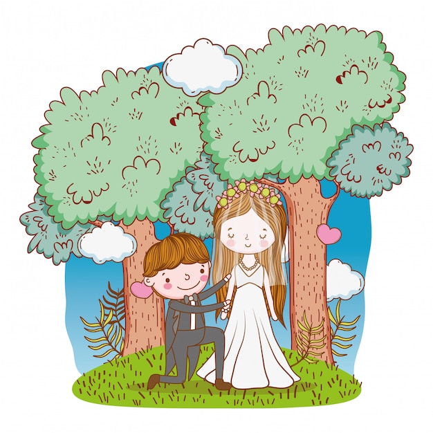 Wedding couple cute cartoon