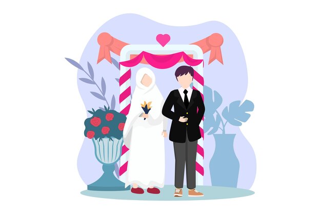 Vector wedding couple flat illustratieontwerp