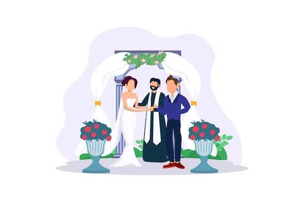 Vector wedding couple flat illustratieontwerp