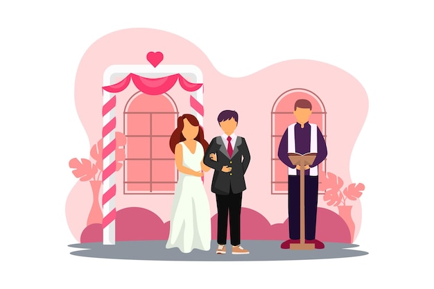 Wedding Couple Flat Illustratieontwerp