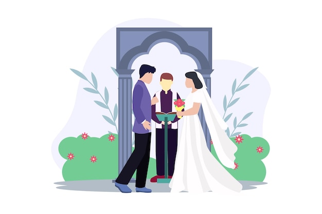Wedding Couple Flat Illustratieontwerp