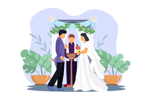 Wedding Couple Flat Illustratieontwerp