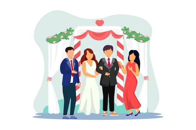 Wedding Couple Flat Illustration Design