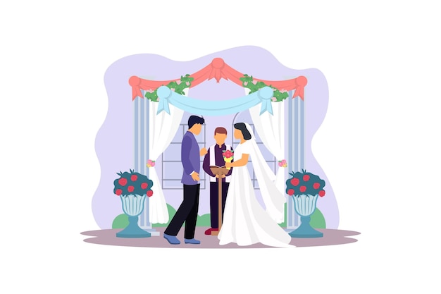 Wedding Couple Flat Illustration Design