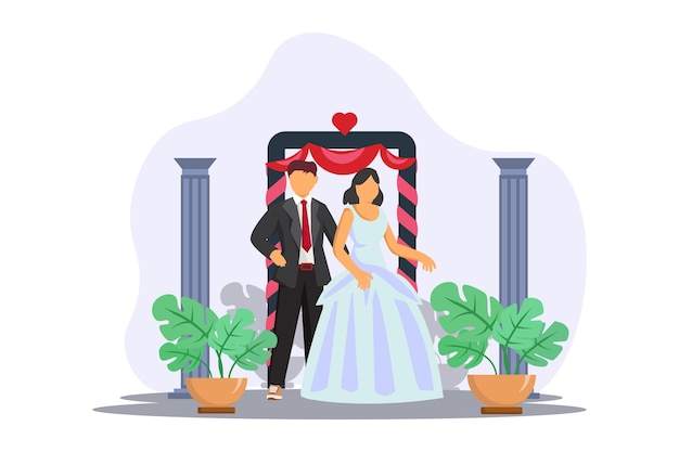 Wedding Couple Flat Illustration Design