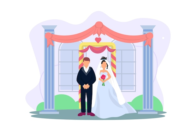 Wedding Couple Flat Illustration Design