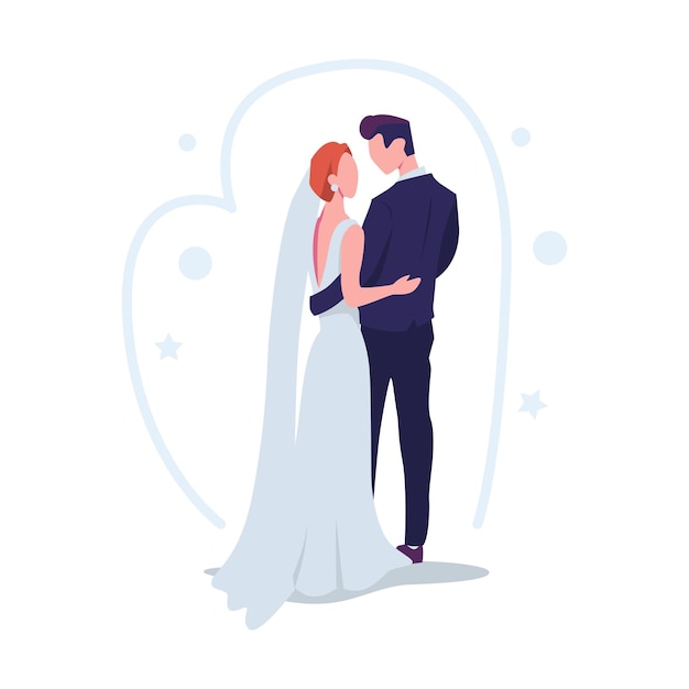 結婚式のカップル イラスト フラット ベクター デザイン