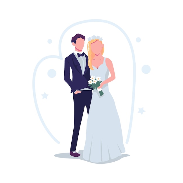結婚式のカップル イラスト フラット ベクター デザイン