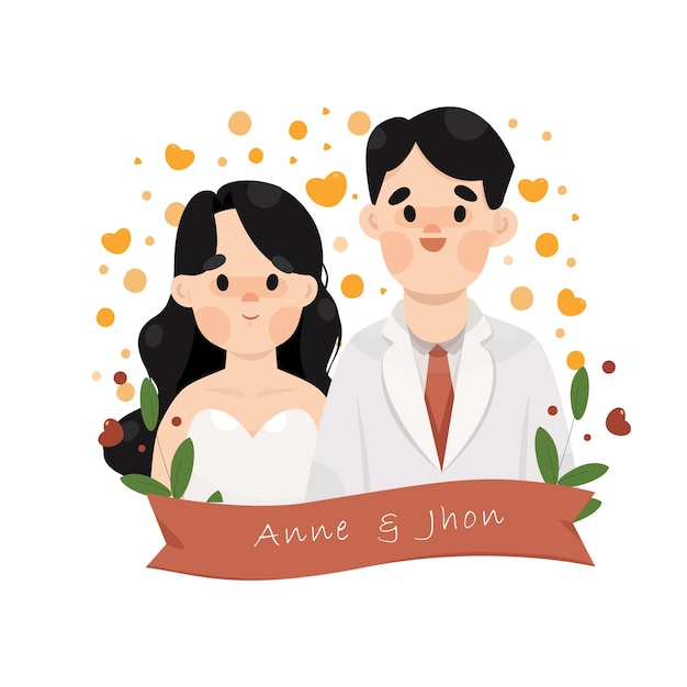 ベクトル 結婚式のカップルのイラスト