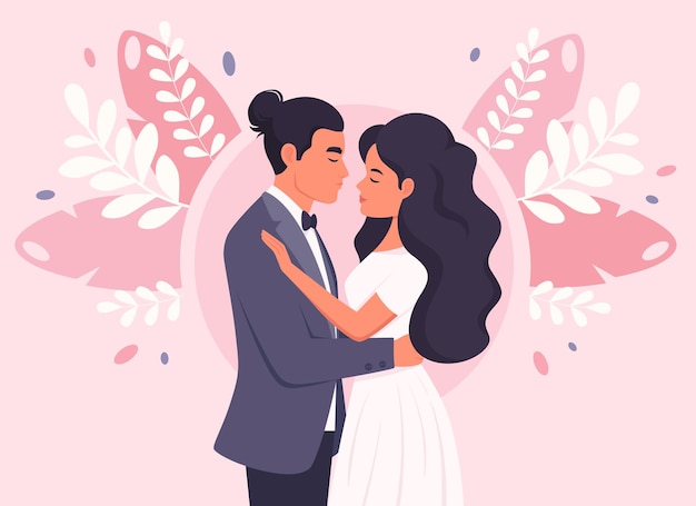 wedding couple man and woman getting married newlyweds wedding portrait