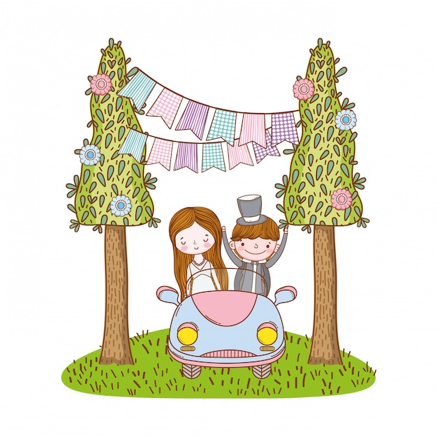 Wedding couple marriage cute cartoon