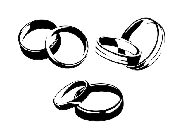 Wedding Couple Ring Vector Illustration Design Collection