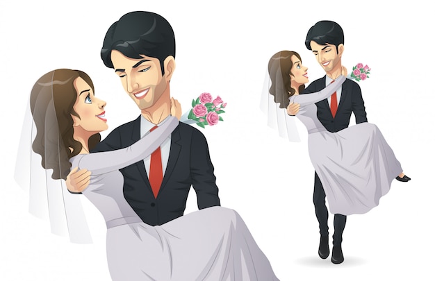 Vector wedding couple