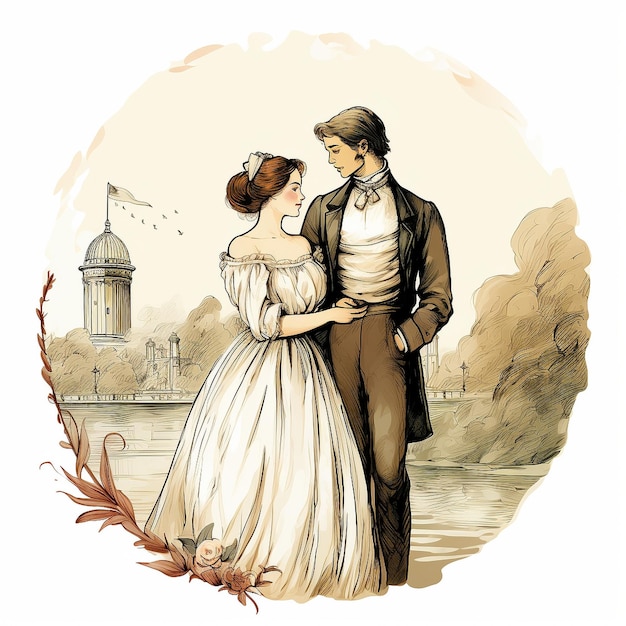 Vector wedding couple