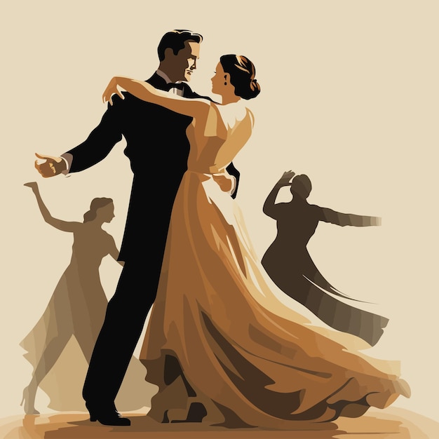 Vector wedding dance illustration