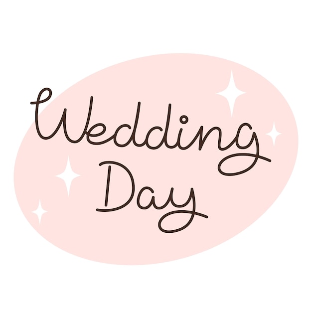 Wedding day card handwritten lettering on pink background