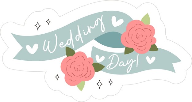 Vector wedding day floral sticker