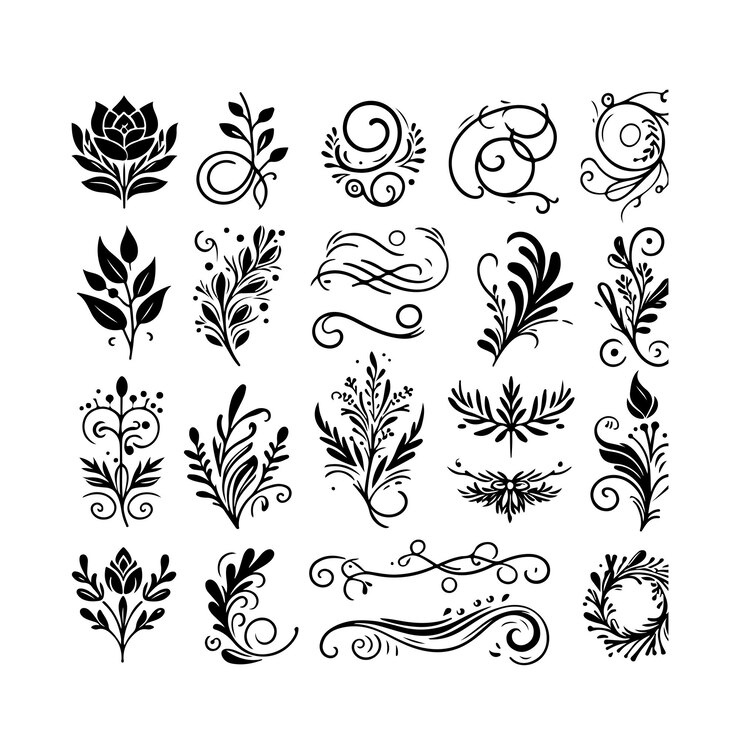 Wedding decorative elements silhouette wedding album ornaments vector
