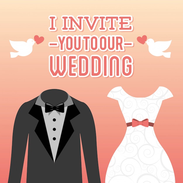 ベクトル ピンクの背景のベクトル図の上の結婚式のデザイン