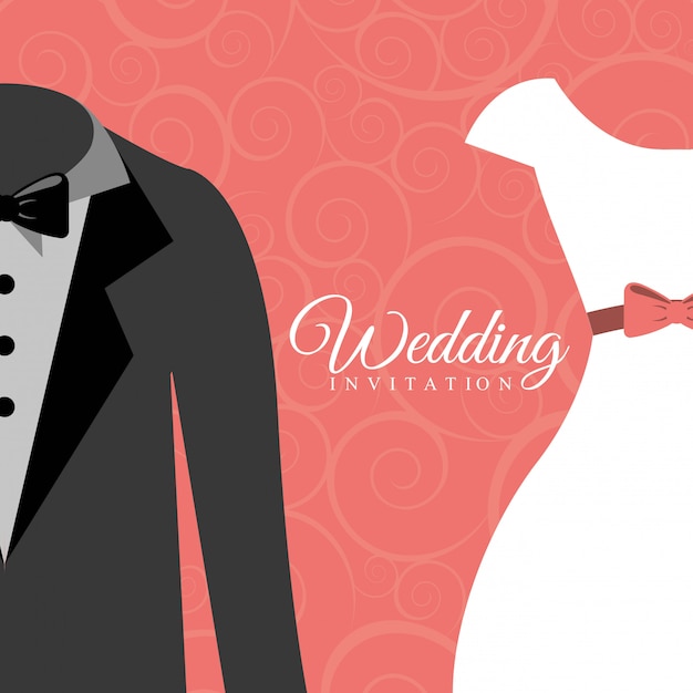 wedding design over  pink background vector illustration