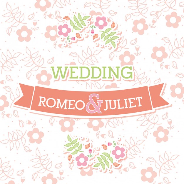 Vector wedding design over white background vector illustration 