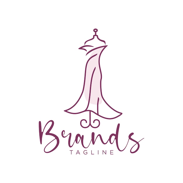 Vettore abito da sposa e disegno di illustrazione vettoriale logo boutique