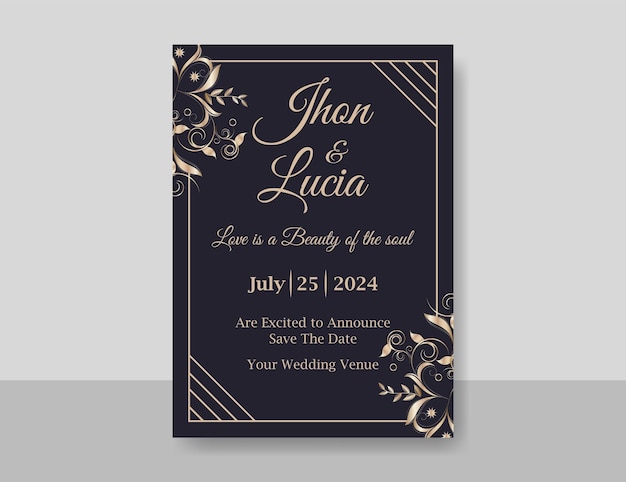 Wedding elegant invitation card or greeting card design template