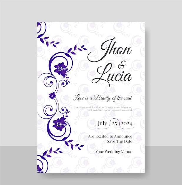 Wedding elegant invitation card or greeting card design template