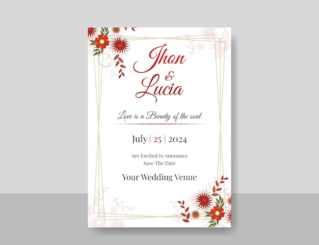 結婚式のエレガントな招待状またはグリーティング カードのデザイン テンプレート