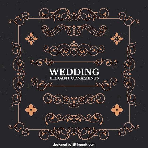 Vector wedding elegant ornament collection