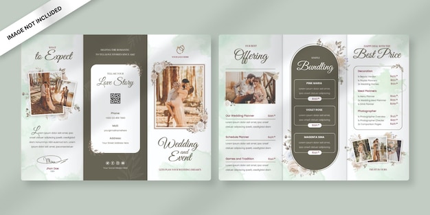 Vettore matrimonio elegante modello di brochure a tre ante