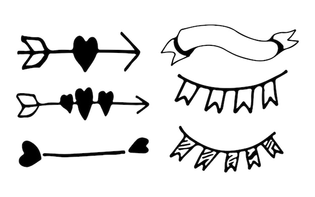 Vector wedding elements garland arrow with heart