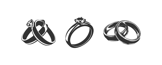 Wedding engagement rings icon set Vector illustration design