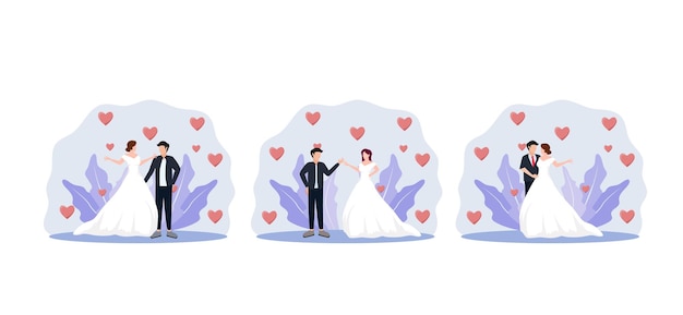 Wedding Flat Bundle Design Illustration