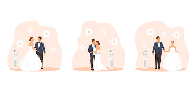 Wedding Flat Bundle Design Illustration