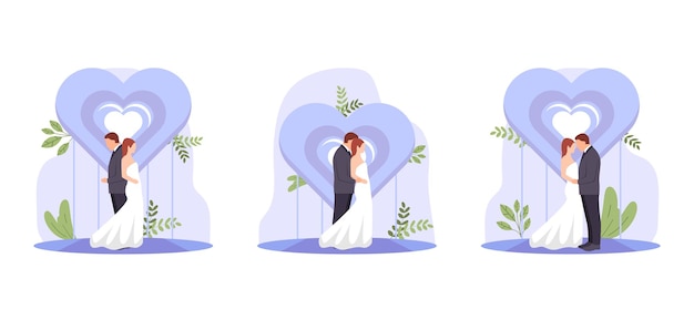 Wedding flat bundle design illustration