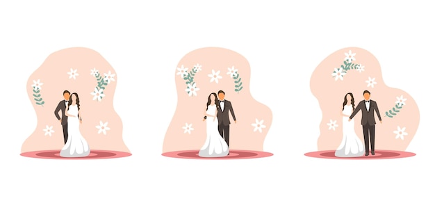 Vector wedding flat bundle design illustration