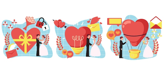 Wedding Flat Bundle Design Illustration